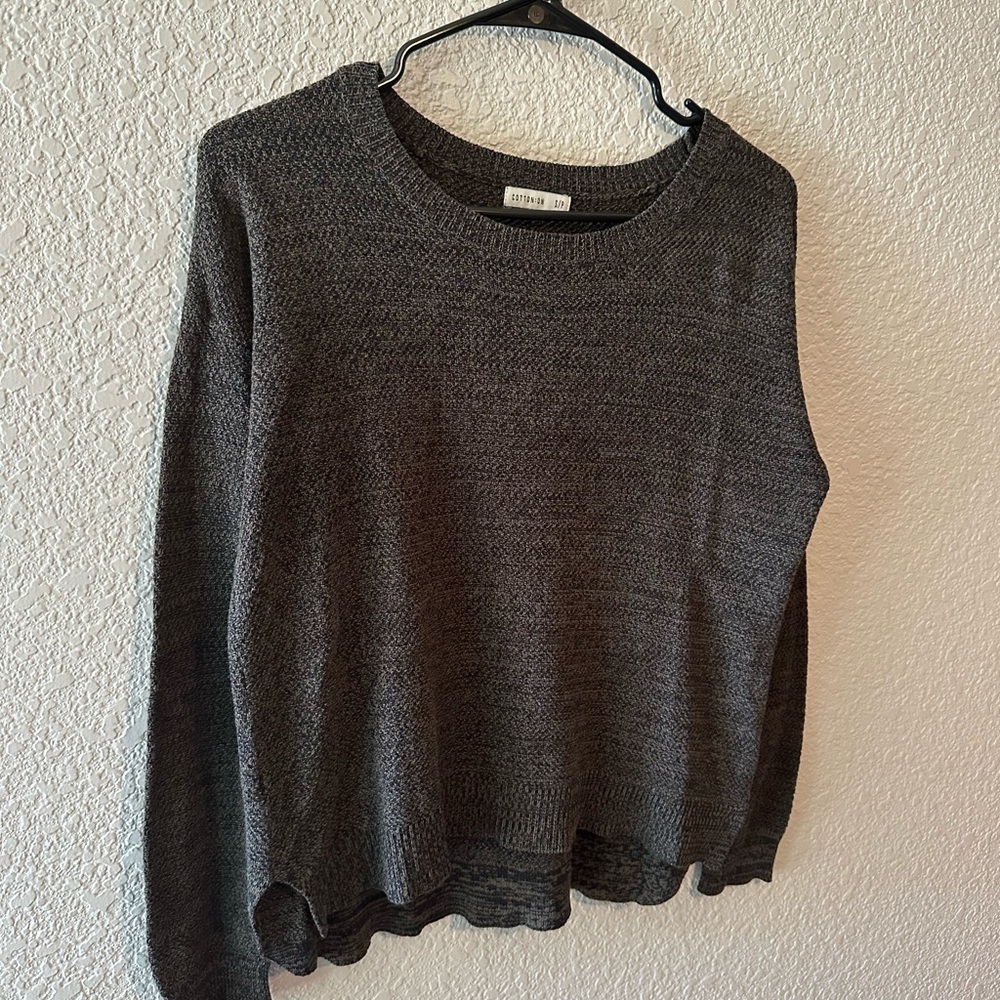 Cotton On Gray Crew Neck Sweater Fine Knit Classic